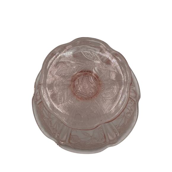 Jeannette Glass Pink Depression 1930's Cherry Blossom Sherbet Dish - Picture 4 of 4